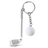 Porte-clés club et balle de golf blanche argenté - vue V1