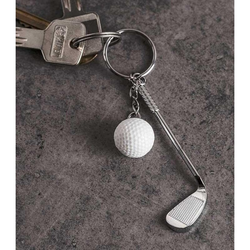 Porte-clés club et balle de golf blanche argenté - vue 2