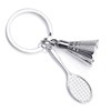 Porte-clés raquette de badminton et volant argenté - vue V1