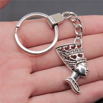 Nefertiti Queen of Egypt silver-plated key ring