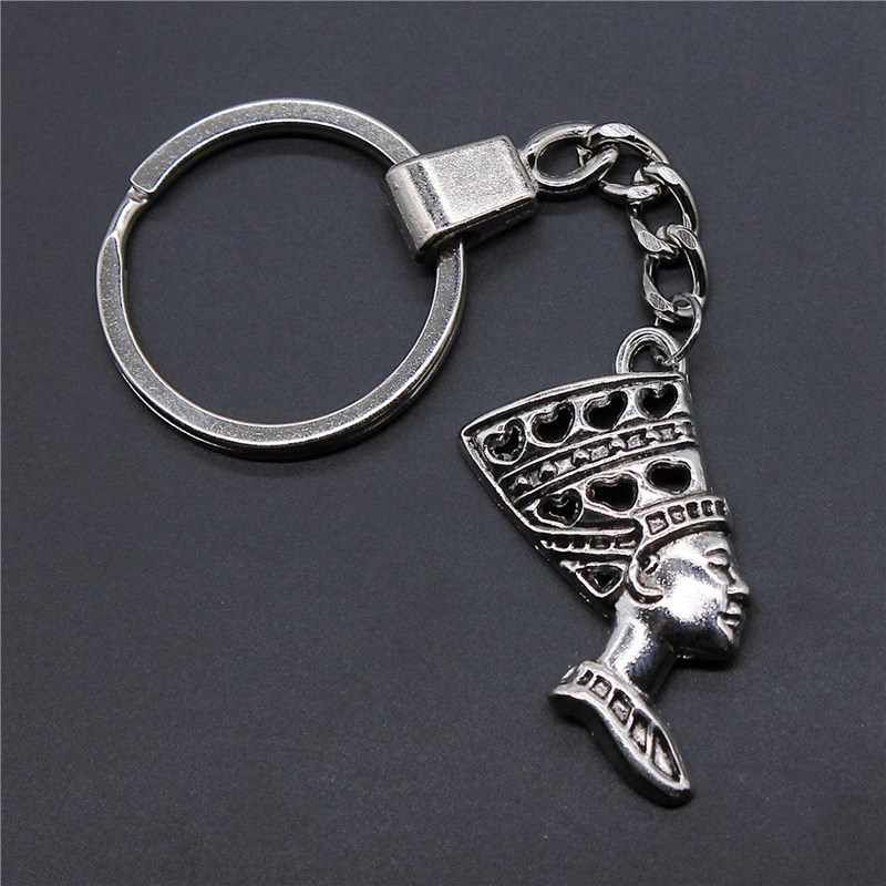 Porte-clés Néfertiti reine d'Egypte argenté - vue 3