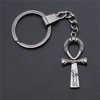 Verzilverde ânkh Egyptische hiëroglief kruis sleutelhanger