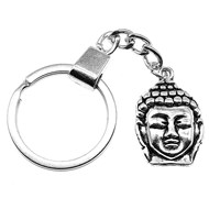 Porte-clés tête de Bouddha argenté