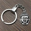 Porte-clés tête de Bouddha argenté - vue V2