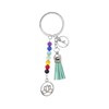 Porte-clés 7 perles chakra feuille de lotus pompon posture arbre yoga Couleur Vert - vue V1
