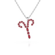 Collier Pendentif ADEN Signe Bélier Or 585 Blanc Rubis Chaine Or 585 incluse 0.975grs