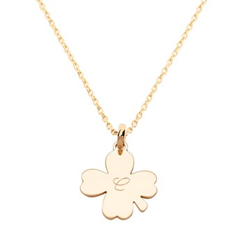 Collier en plaqué or 750 3 microns enfant trèfle personnalisable 40 cm