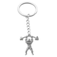 Porte-clés musculation homme bodybuilding barre d'haltères culturisme argenté