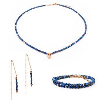 Collier, bracelet et boucles d'oreilles Lumia en pierres Lapis-lazuli