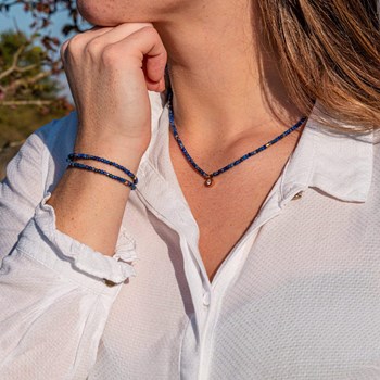 Collier, bracelet et boucles d'oreilles Lumia en pierres Lapis-lazuli