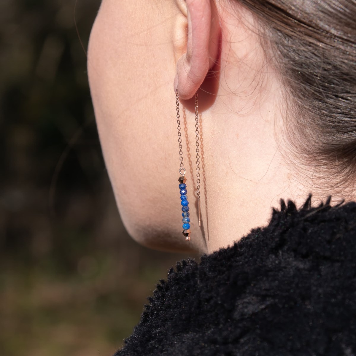Collier, bracelet et boucles d'oreilles Lumia en pierres Lapis-lazuli - vue 4