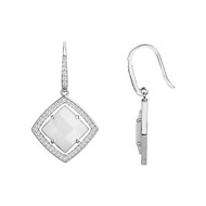 Boucles d'oreilles pendantes Lily en Argent avec oxyde de zirconium blanc