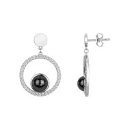 Boucles d'oreilles pendantes Sofia en Argent avec oxyde de zirconium blanc