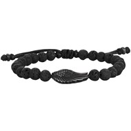 Bracelet souple Gabriel en Acier 316L avec lave noir