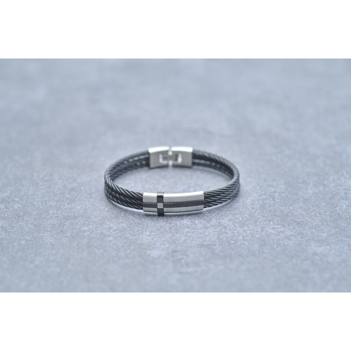 Bracelet semi-rigide Cesar en Acier 316L avec diamant blanc - vue 3