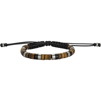 Bracelet souple Edgar en Acier 316L avec oeil de tigre marron