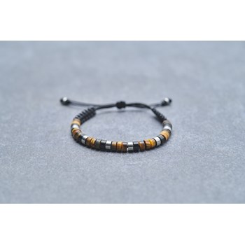 Bracelet souple Edgar en Acier 316L avec oeil de tigre marron