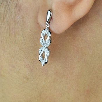 Boucles d'oreilles infini noeud d'oxydes de zirconium Argent 925 Rhodié