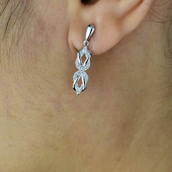Boucles d'oreilles infini noeud d'oxydes de zirconium Argent 925 Rhodié