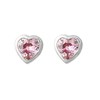 Boucles d'oreilles coeur oxyde de zirconium rose Argent 925 Rhodié - vue V1