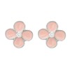 Boucles d'oreilles fleur émail rose et oxyde de zirconium Argent 925 Rhodié - vue V1