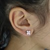 Boucles d'oreilles fleur émail rose et oxyde de zirconium Argent 925 Rhodié - vue V2