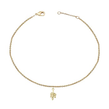 Verguld 750 3-micron zirkoniumoxide klein blad enkelband kettinghanger