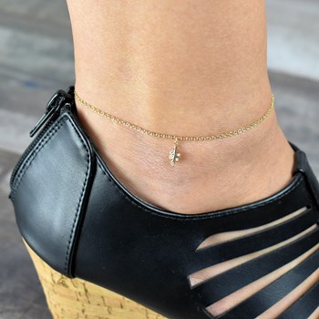 Verguld 750 3-micron zirkoniumoxide klein blad enkelband kettinghanger