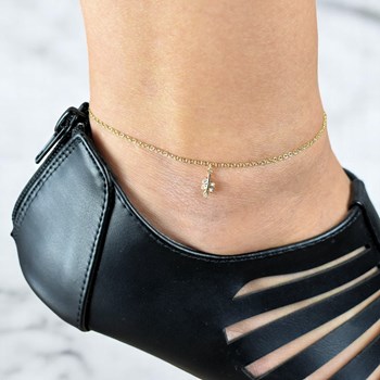 Verguld 750 3-micron zirkoniumoxide klein blad enkelband kettinghanger