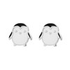 Boucles d'oreilles pingouin émail coloré blanc et noir Argent 925 Rhodié - vue V1