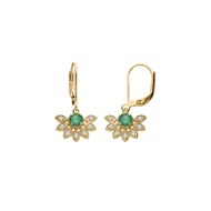 Boucles d'oreilles demi Fleur Vermeil - Emeraude
