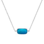 Collier Argent Galet Cristal Turquoise
