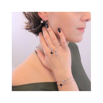 Vierkante Oorbellen - Zilver en Zwart