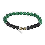 Bracelet homme Lotus acier perles vertes/noires
