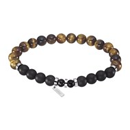 Bracelet homme Lotus Style perles mrrons/noires