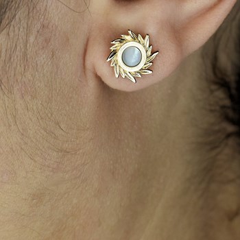 Mother-of-pearl sun earrings Gold-plated 750 3 microns