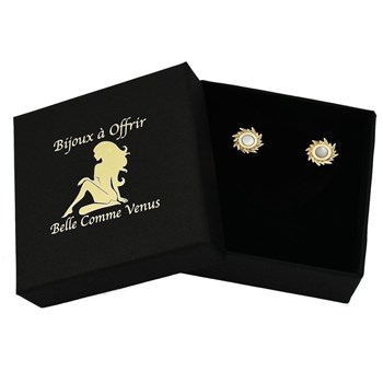 Mother-of-pearl sun earrings Gold-plated 750 3 microns