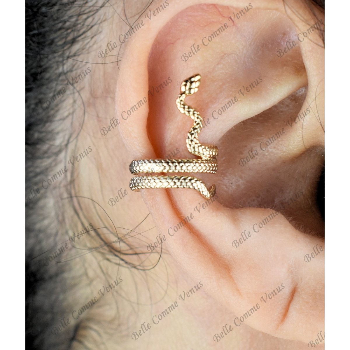 Clip d'oreille earcuff serpent Plaqué OR 750 3 microns - vue 3