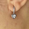 Boucles d'oreilles Mini Créoles coeur étoile pendant serti d'oxydes de zirconium Argent 925 Rhodié - vue V2