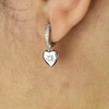 Boucles d'oreilles Mini Créoles coeur étoile pendant serti d'oxydes de zirconium Argent 925 Rhodié - vue V3
