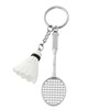 Porte-clés sport badminton raquette et voilant argenté - vue V1
