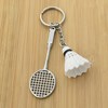 Porte-clés sport badminton raquette et voilant argenté - vue V2