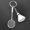 Porte-clés sport badminton raquette et voilant argenté - vue V4