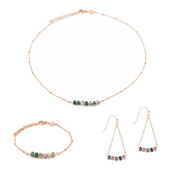 Collier, bracelet et boucles d'oreilles Piana en pierres Agate Aquatique