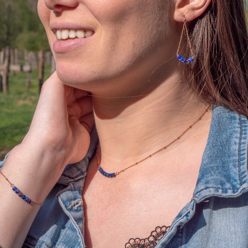 Collier, bracelet et boucles d'oreilles Piana en pierres Lapis-lazuli - vue 2