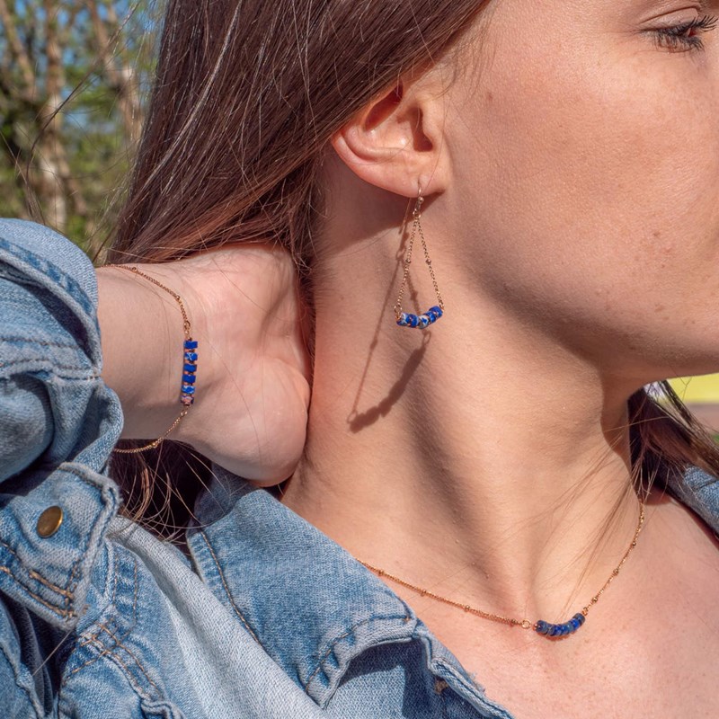 Collier, bracelet et boucles d'oreilles Piana en pierres Lapis-lazuli - vue 3