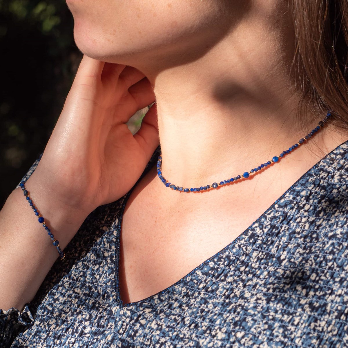 Collier et bracelet Paloma en pierres Lapis-lazuli - vue 2