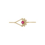 Bracelet demi fleur vermeil - Rubis Véritable et Topazes blanches