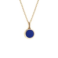 Collier médaille ronde lapis lazuli plaqué or femme - gravure INFINI