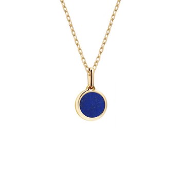 Collier médaille ronde lapis lazuli plaqué or femme - gravure ÉTOILE